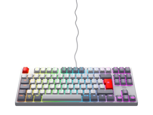 Cherry Xtrfy K4V2 RGB TKL, Mechanische Gamingtastatur Kabelgebunden, CHERRY MX2A RED Switches, RGB-Beleuchtung, Full-N-Key-Rollover und 1000 Hz Pollin - Farbe: Grau