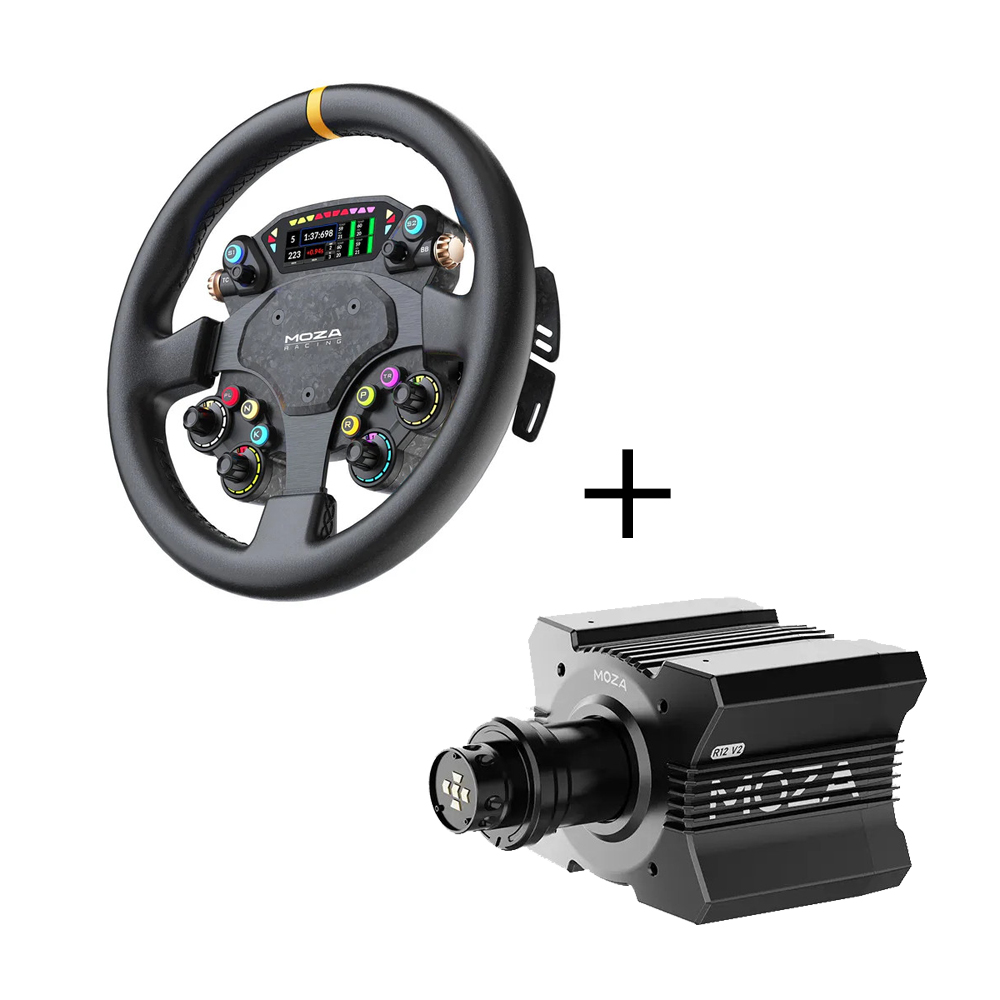 MOZA R12 V2 Wheelbase + CS Pro Lenkrad Bundle bestehend aus MOZA R12 V2 Wheelbase und dem MOZA CS Pro Lenkrad