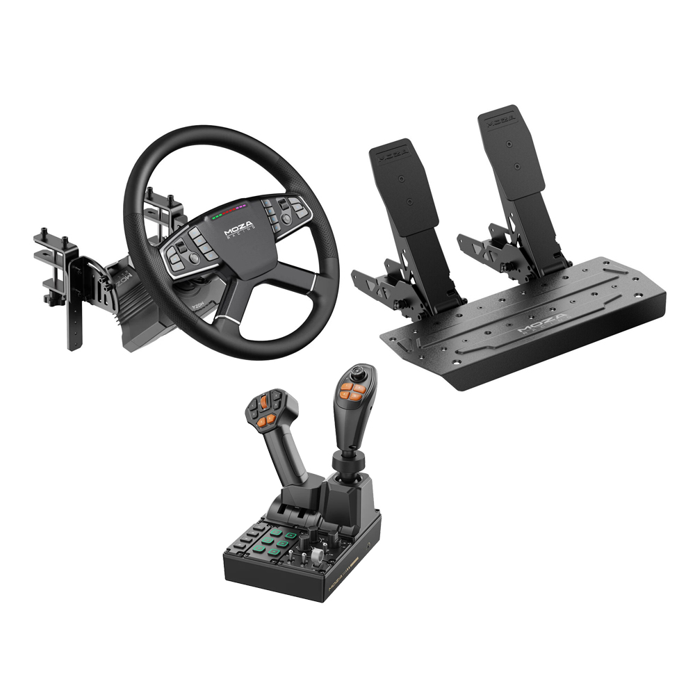 MOZA Truck Driving Bundle + Farming Control System Bundle bestehend aus dem MOZA Truck Driving Bundle und dem Farming Control System