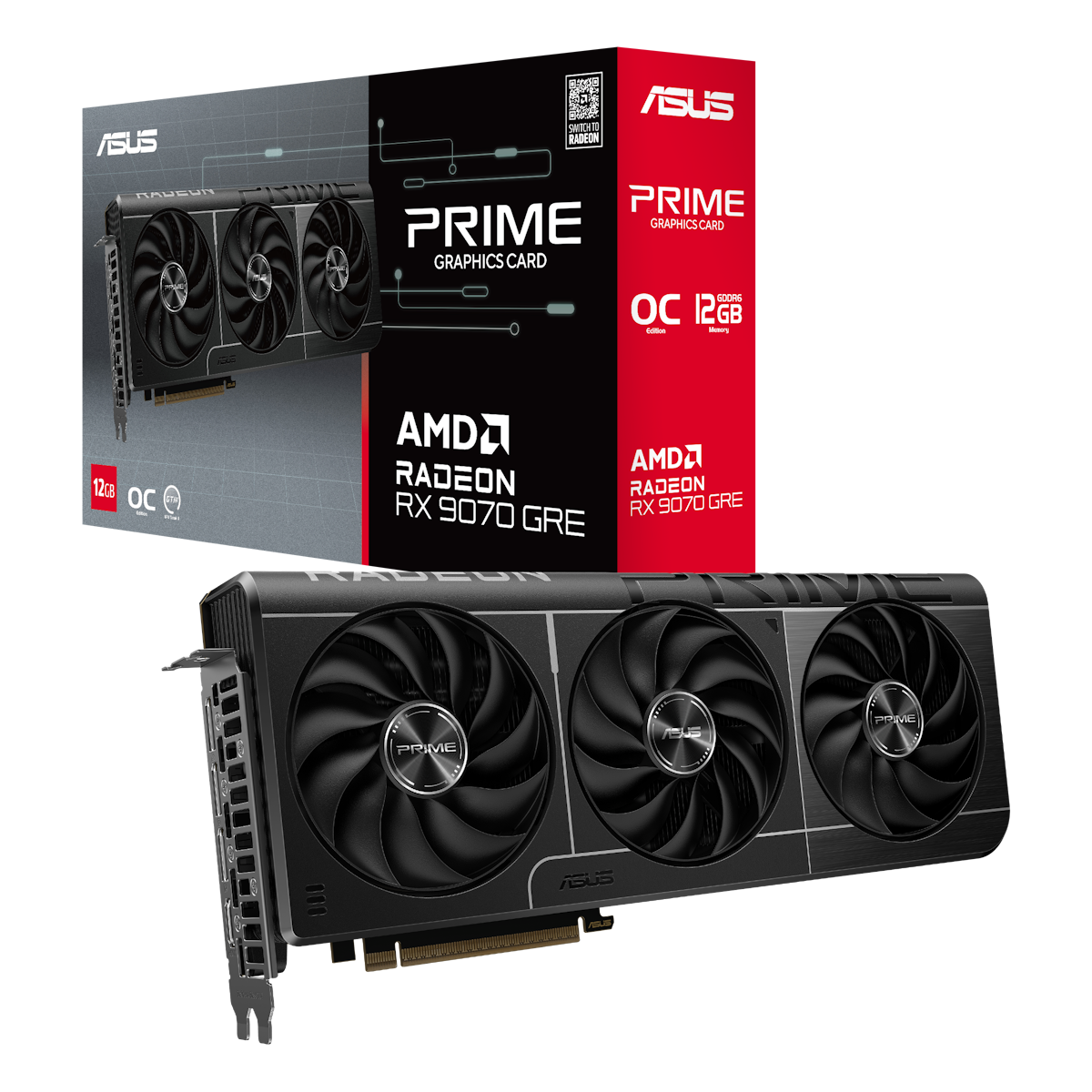 ASUS Prime Radeon RX 9070 GRE EVO OC Grafikkarte - 12GB GDDR6, HDMI, 3x DP