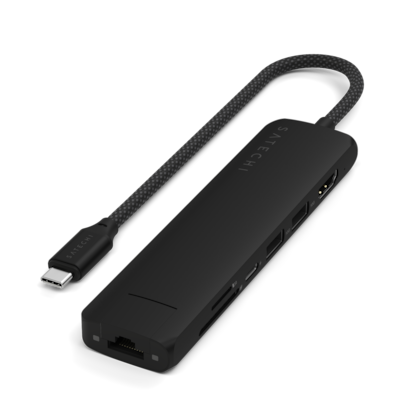 Satechi USB-C 7-in-1 Slim Multiport Adapter with Ethernet Black