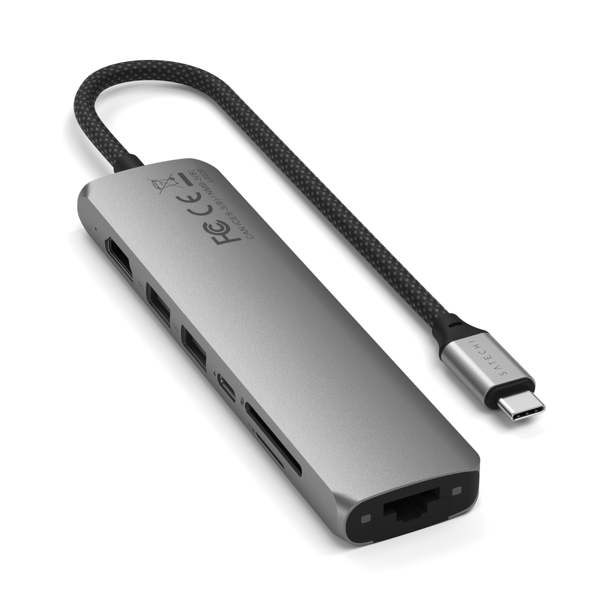 Satechi USB-C 7-in-1 Slim Multiport Adapter with Ethernet Grey