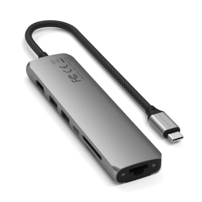 Satechi USB-C 7-in-1 Slim Multiport Adapter with Ethernet Grey