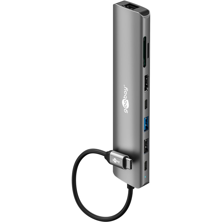 Goobay Slim 8-Port USB-Hub mit HDMI™ und RJ45, 5 Gbit/s