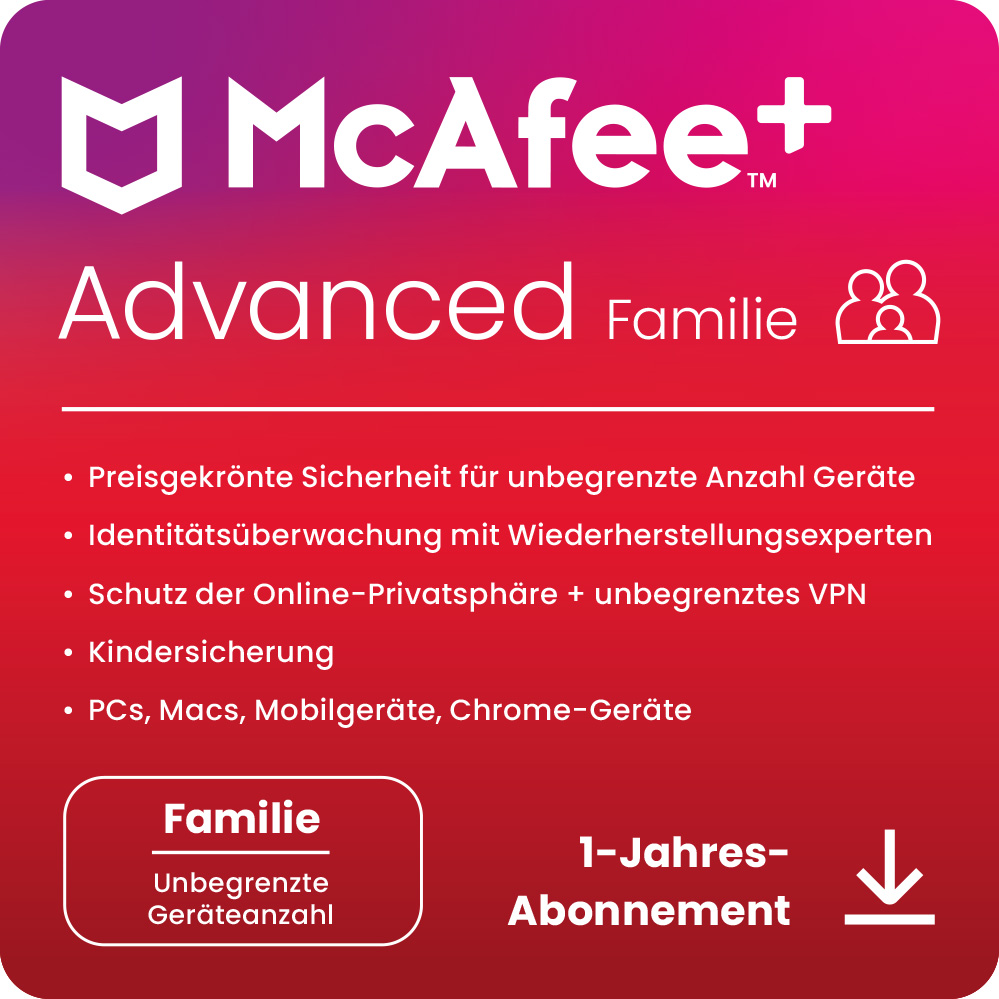 Thumbnail - McAfee Plus Advanced - Family [Geräte unbegrenzt - 1 Jahr]