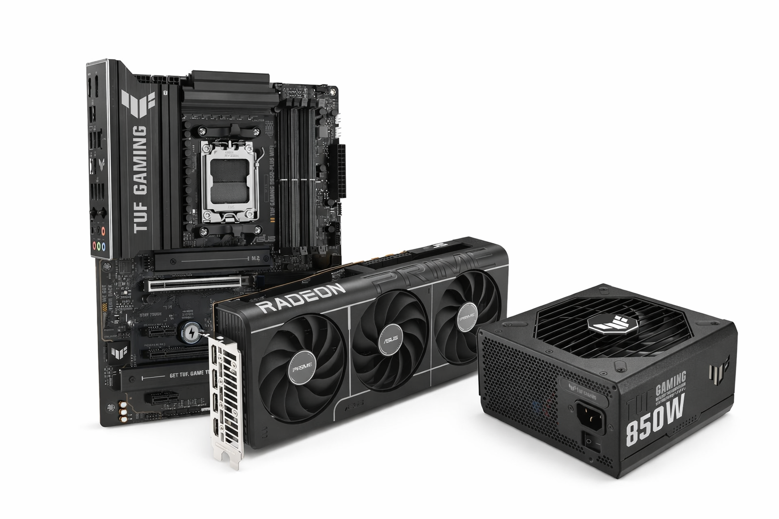 ASUS TUF GAMING B850-PLUS WIFI Upgrade Bundle 2 - mit Asus PRIME Radeon RX 9070 XT 16GB und Asus TUF GAMING-850G Netztei...