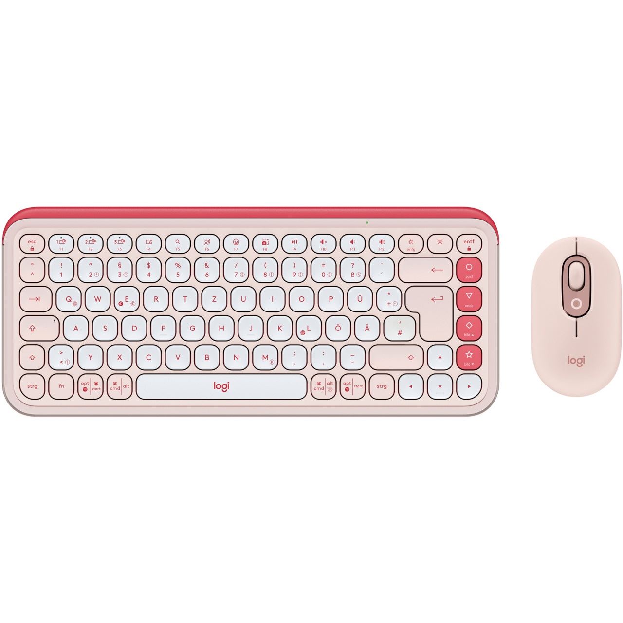 Logitech Pop Icon Combo Tastatur mit Maus, Rosa und Offwhite