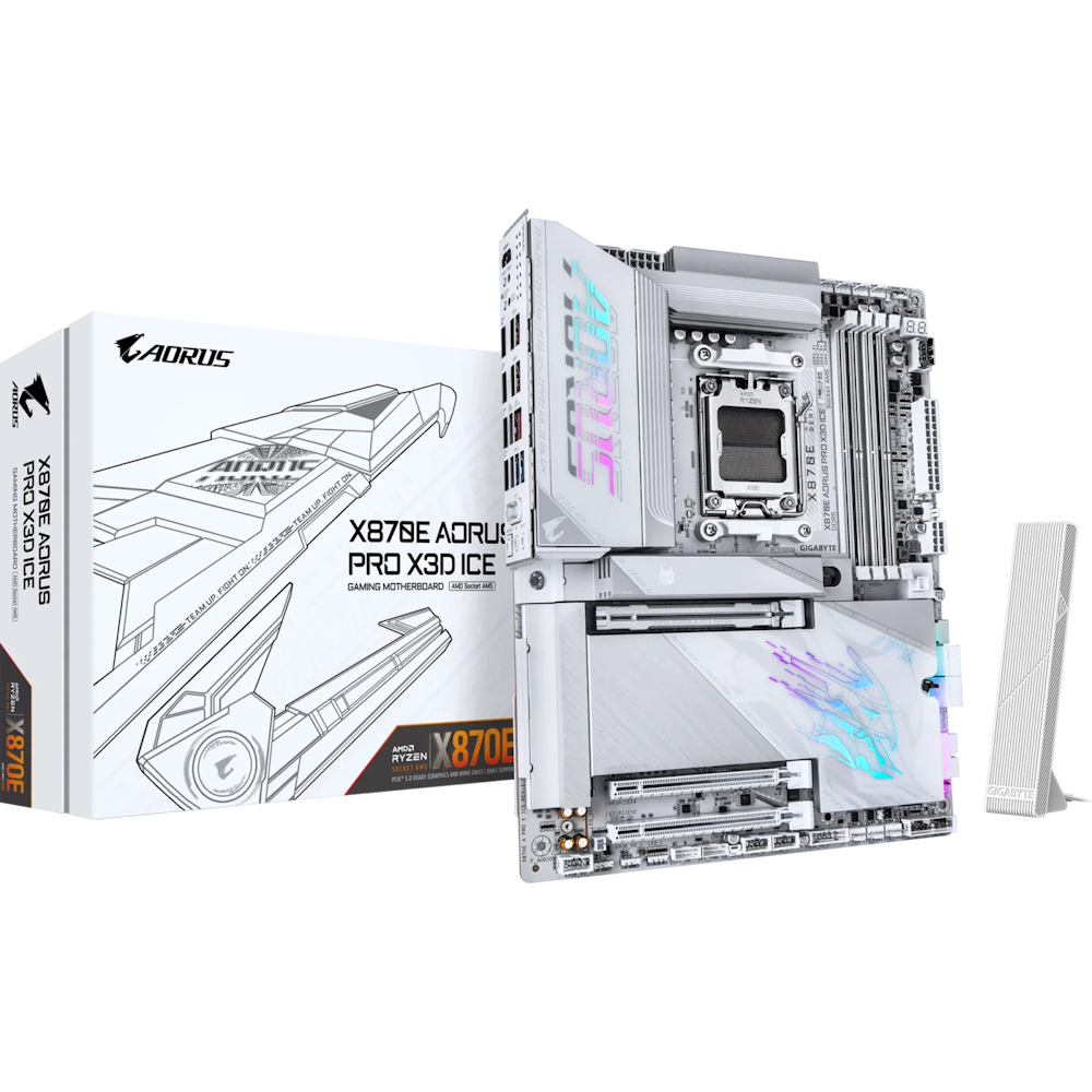 Produktbild von GIGABYTE X870E AORUS Pro X3D ICE Mainboard Sockel AM5