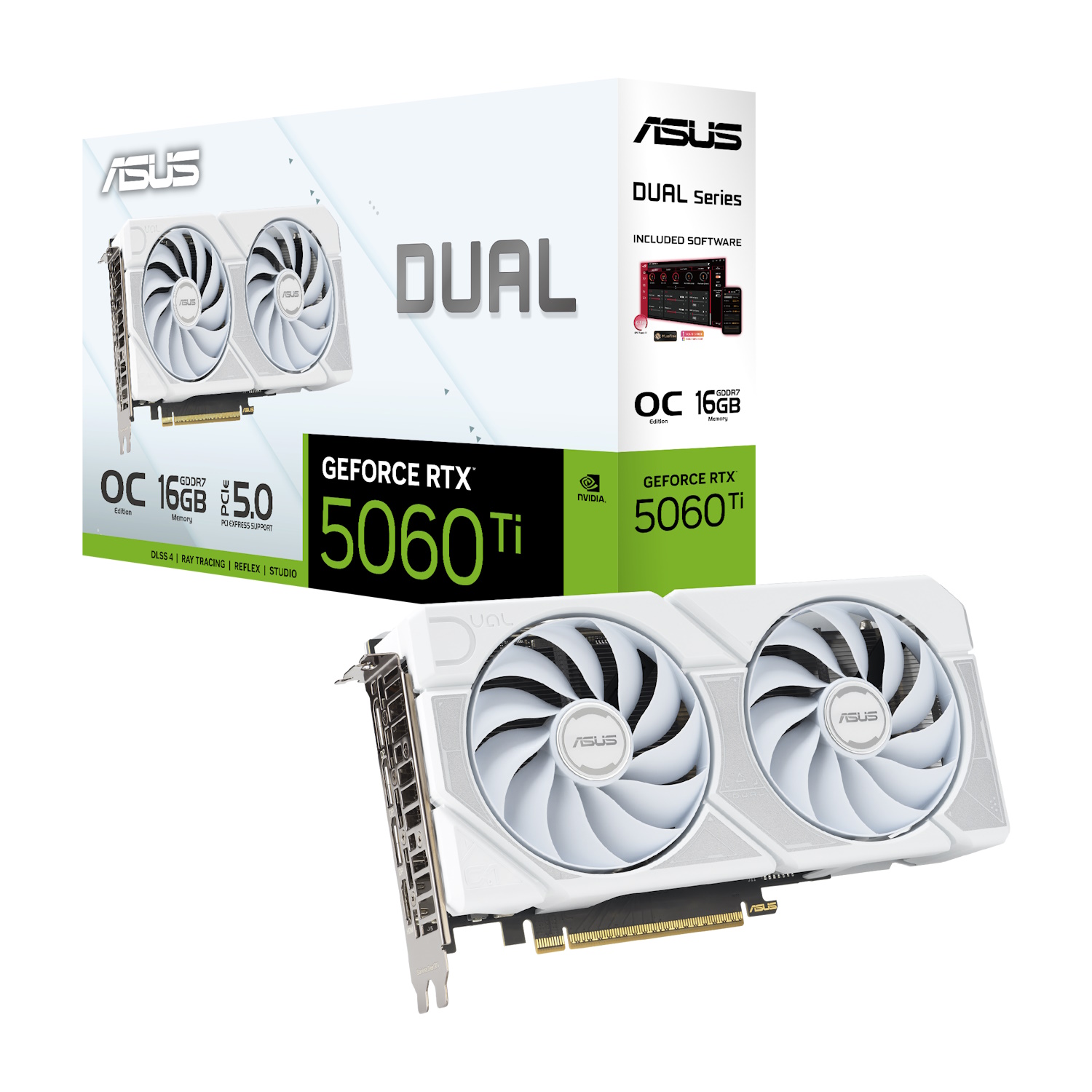 Image of ASUS Dual GeForce RTX 5060 Ti 16G OC White - 16GB GDDR7, HDMI, 3x DP