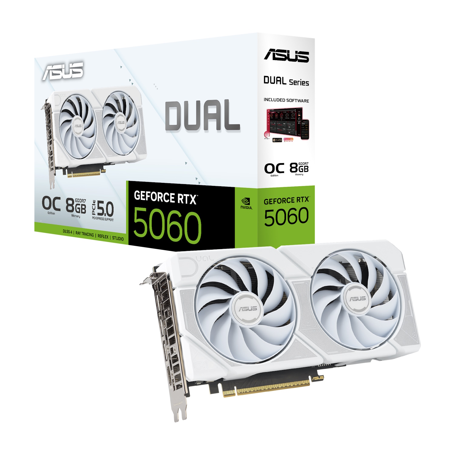 Thumbnail - ASUS Dual GeForce RTX 5060 8G OC White - 8GB GDDR7, HDMI, 3x DP