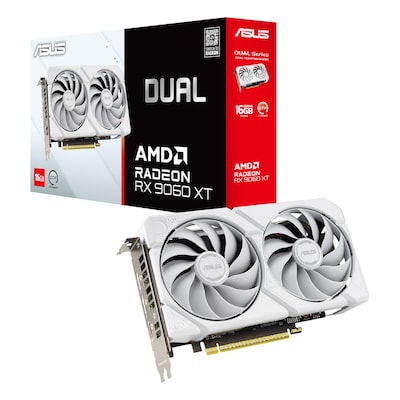 ASUS Dual Radeon RX 9060 XT 16GB White Grafikkarte - 16GB GDDR6, HDMI, 2x DP