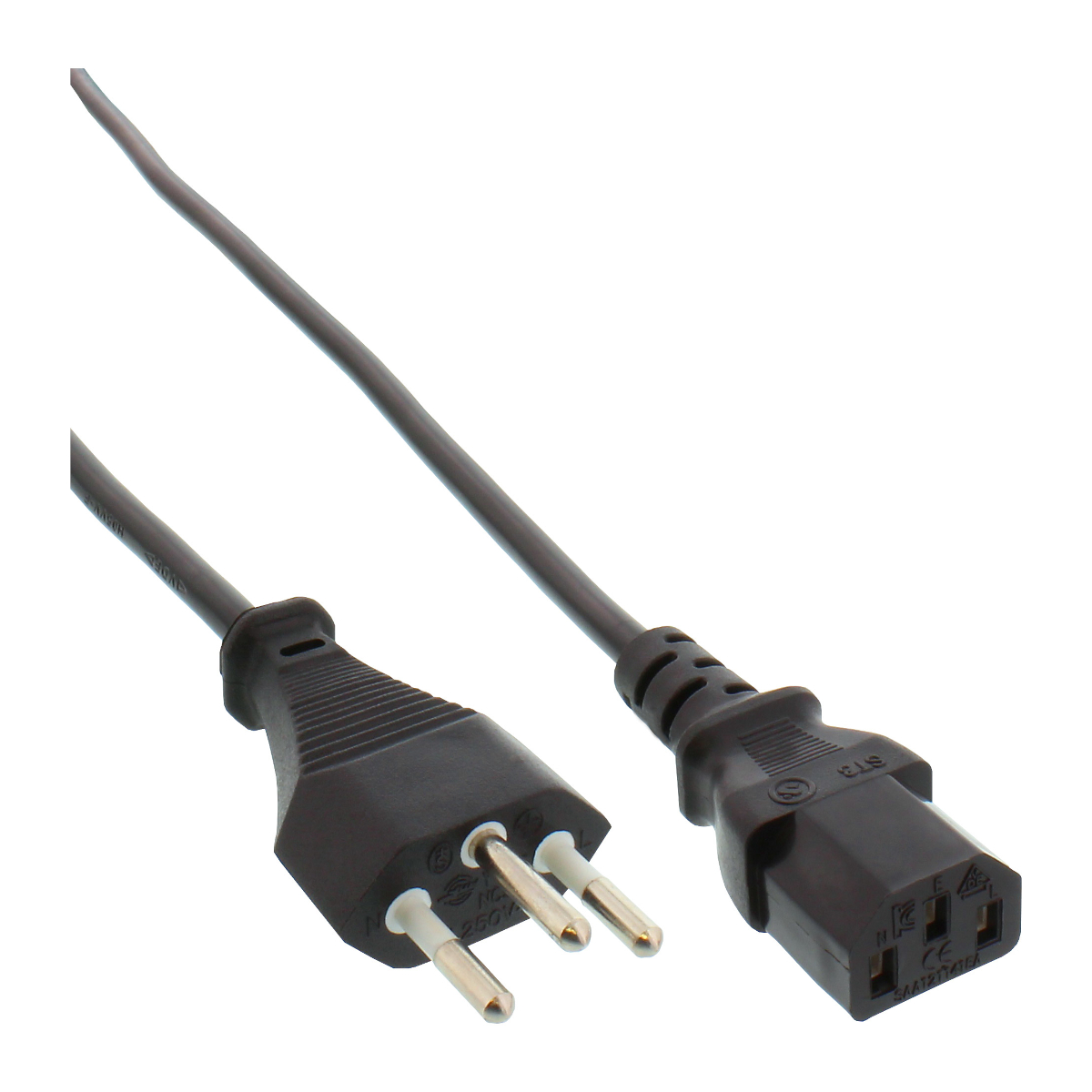 Thumbnail - InLine® Netzkabel, Netzstecker Schweiz auf Kaltgerätestecker C13, 1,8m