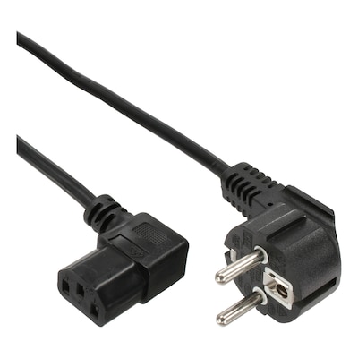 Thumbnail - InLine® Netzkabel, Gewinkelt auf Kaltgerätestecker C13 rechts abgewinkelt, 1,8m, schwarz