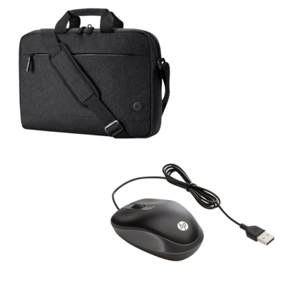 Bundle HP 15,6 Zoll Tasche und USB Maus - optische Maus (kabelgebunden, 1000dpi, 2 Tasten, Linkshänder geeignet)