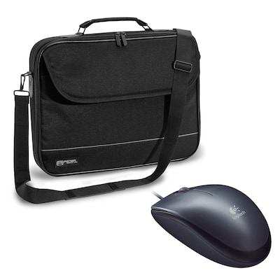 Pedea "Fair" 15,6", Schwarz + Logitech M90, kabelgebunden, grau