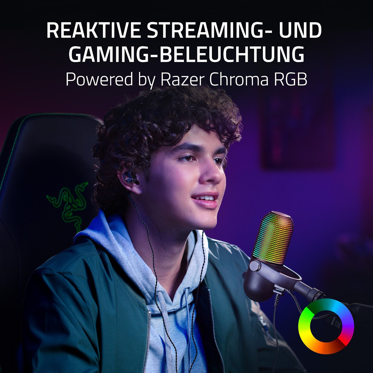 Razer Seiren V3 Chroma USB-Mikrofon - RGB-USB-Mikrofon mit Tap-to-Mute und reaktiver Beleuchtung Headset Produkt Bild 6