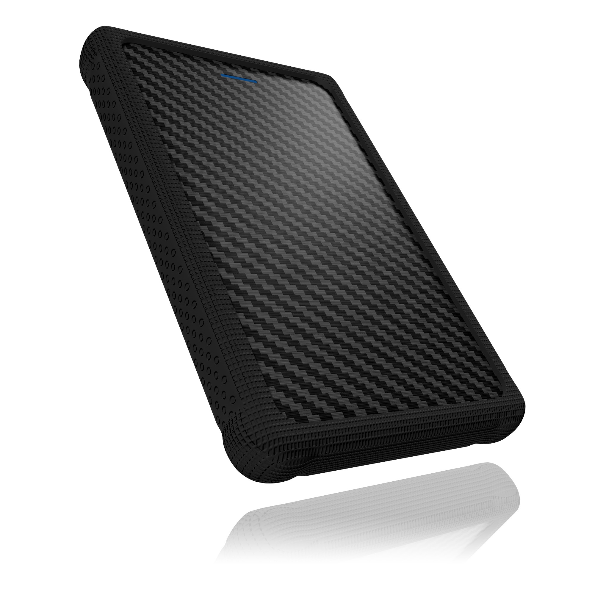 ICY BOX IB-223U3a-B Externes Gehäuse für 2,5" 6,35 cm SATA HDD/SSD mit USB 3.0 Anschluss und Silikon-Schutzhülle