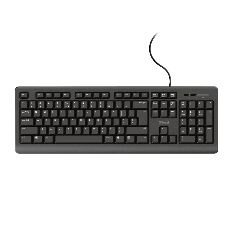 TRUST Primo Tastatur, Deutsches QWERTZ-Layout, Flüssigkeitsgeschützt, leiser Tastenanschlag