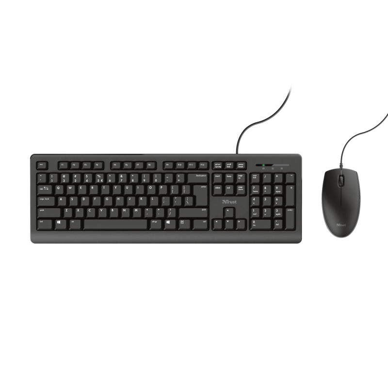 TRUST TKM-250 USB-Tastatur und Maus Set, kabelgebunden, Deutsches QWERTZ-Layout, Flüssigkeitsgeschützt