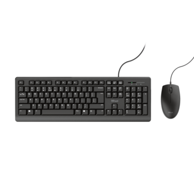 TRUST TKM-250 USB-Tastatur und Maus Set, kabelgebunden, Deutsches QWERTZ-Layout, Flüssigkeitsgeschützt