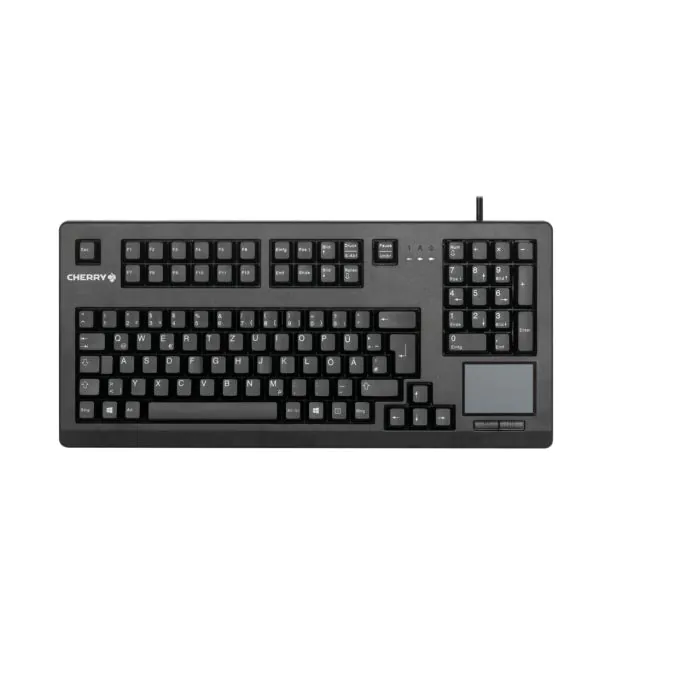 CHERRY TouchBoard G80-11900, Schwarz Kompakte Tastatur mit integriertem Touchpad, USB-Anschluss