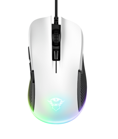 Trust Gaming GXT 922 YBAR Gaming Maus - 7200dpi, RGB-Beleuchtung, 6 Tasten, geflochtenes Kabel (2.1m), weiß