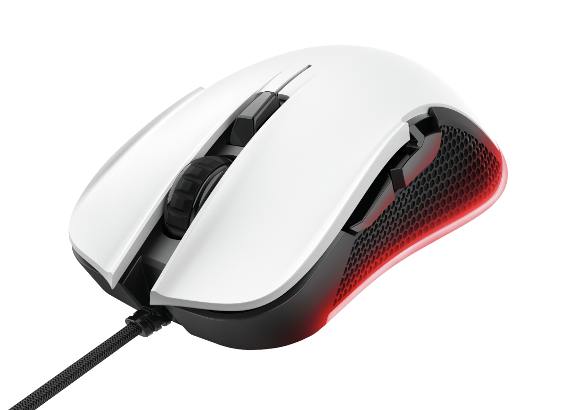 Trust Gaming GXT 922 YBAR Gaming Maus - 7200dpi, RGB-Beleuchtung, 6 Tasten, geflochtenes Kabel (2.1m), weiß Mäuse Produkt Bild 3