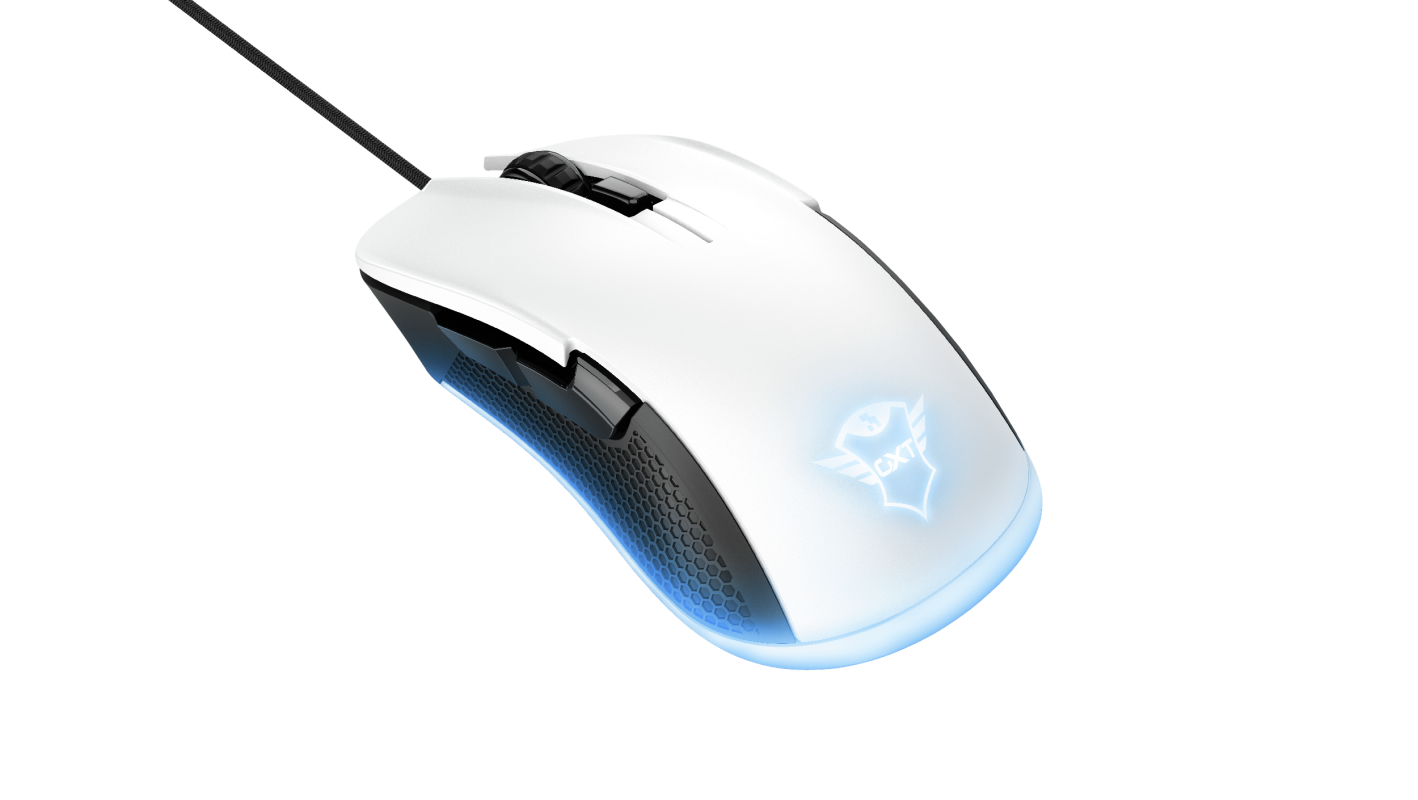 Trust Gaming GXT 922 YBAR Gaming Maus - 7200dpi, RGB-Beleuchtung, 6 Tasten, geflochtenes Kabel (2.1m), weiß Mäuse Produkt Bild 2