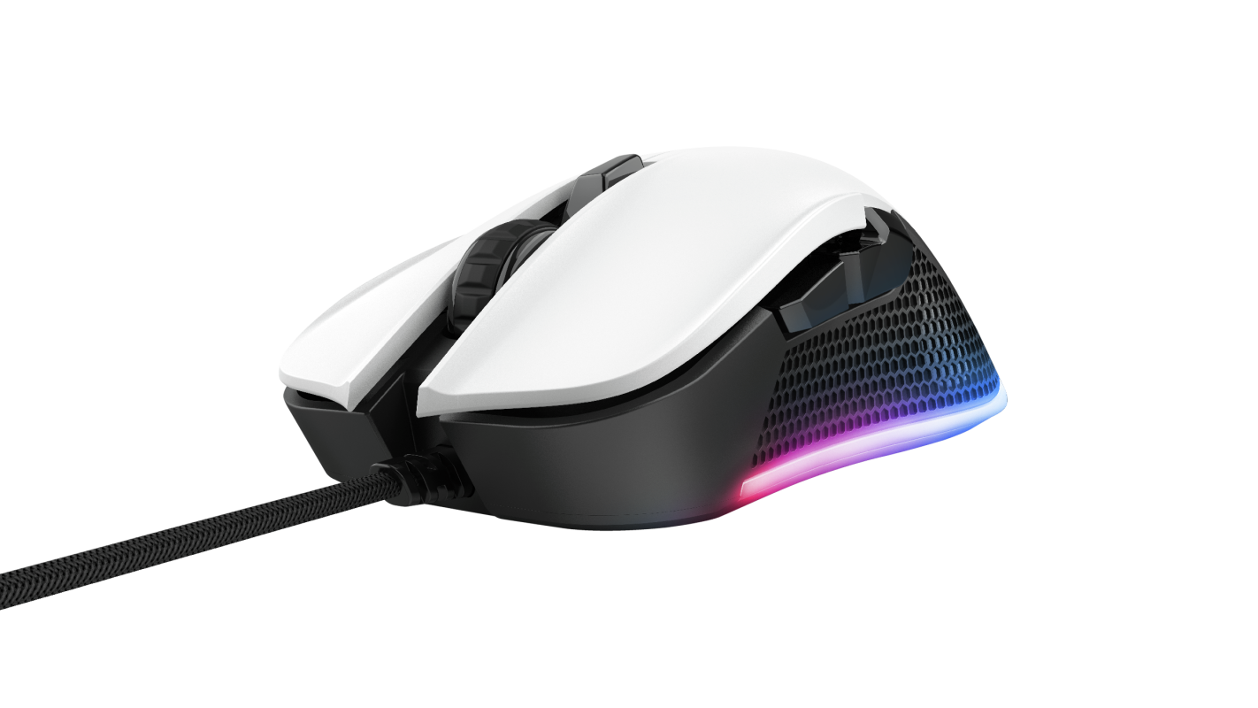 Trust Gaming GXT 922 YBAR Gaming Maus - 7200dpi, RGB-Beleuchtung, 6 Tasten, geflochtenes Kabel (2.1m), weiß Mäuse Produkt Bild 4