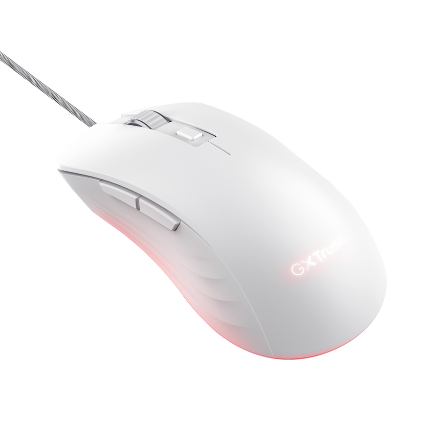 MAU Trust Gaming GXT924W YBAR+ Gaming Maus weiß Hochleistungsfähige Gaming-Maus mit 25K DPI-Sensor und voller RGB LED-Beleuchtung, weiß