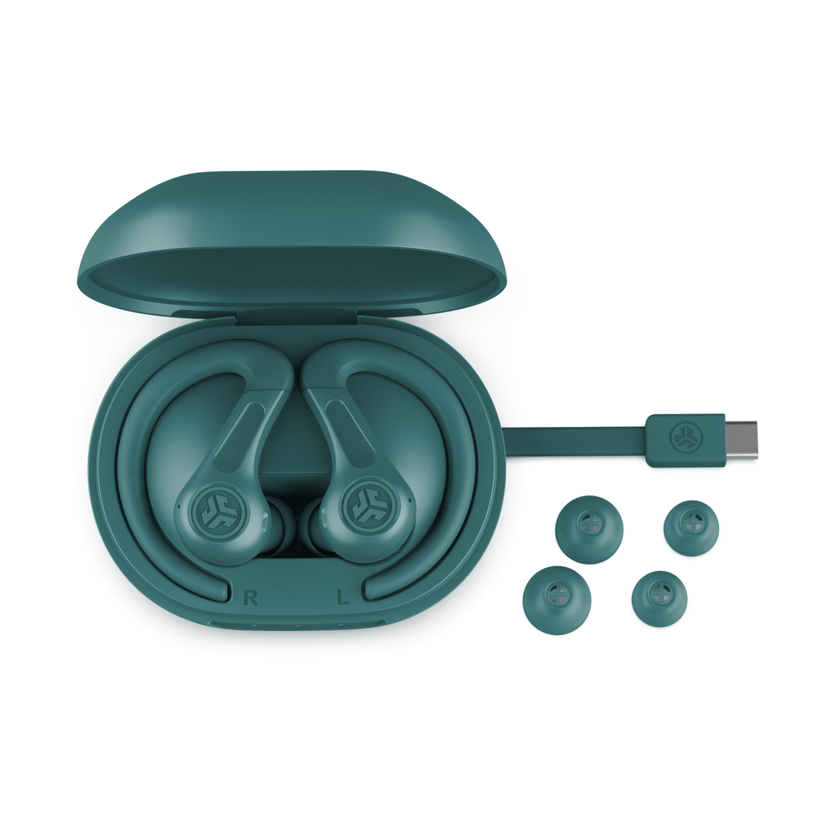 Jlab JBuds Sport ANC TWS Headphones Teal Hybride aktive Geräuschunterdrückung, Mehr als 60 Stunden Bluetooth-Spielzeit, Wisch- und Touch-Steuerung Kopfhörer Produkt Bild 6