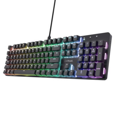 Trust GXT871 Zora Mechanische Gaming Tastatur Mechanische-Gaming-Tastatur in Originalgröße mit kompletter RGB-Beleuchtun...