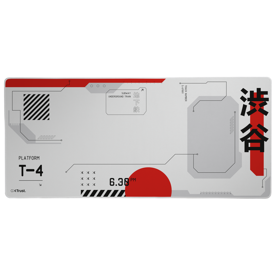 MAU Trust Gaming GXT759 XXL weiß/rot XXL Gaming-Mauspad mit vernähtem Rand für bequemes und stabiles Gaming