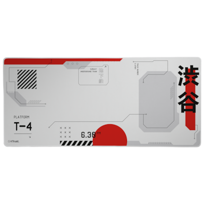 MAU Trust Gaming GXT759 XXL weiß/rot XXL Gaming-Mauspad mit vernähtem Rand für bequemes und stabiles Gaming