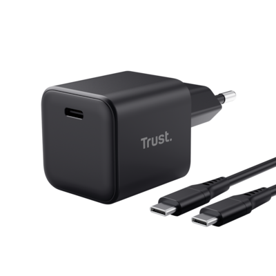 Trust Maxo Ultrakleines USB-C-GaN-Ladegerät mit 65 W incl. USB-C-zu-C-PD-Kabel (2 m)