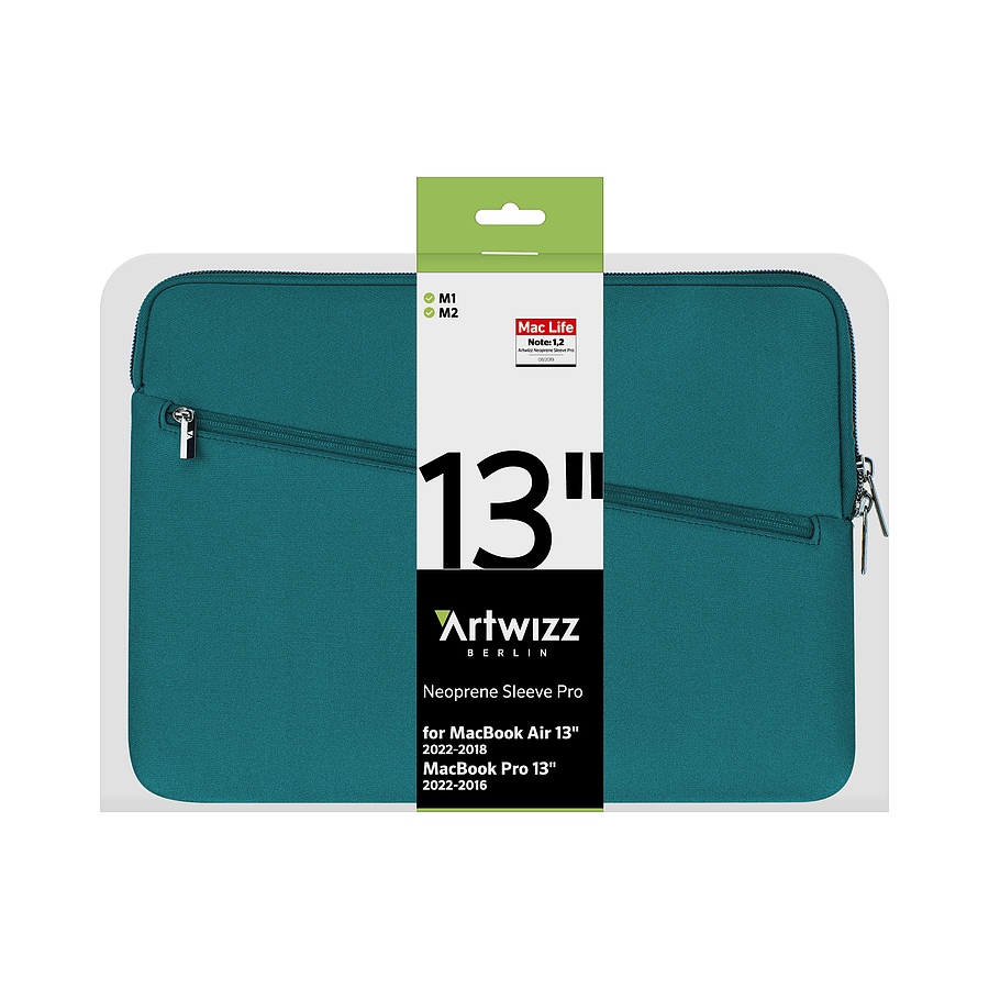 Artwizz Neoprene Sleeve Pro für MacBook Air 13 (2018-2022) & MacBook Pro 13 (2016-2022), petrol
