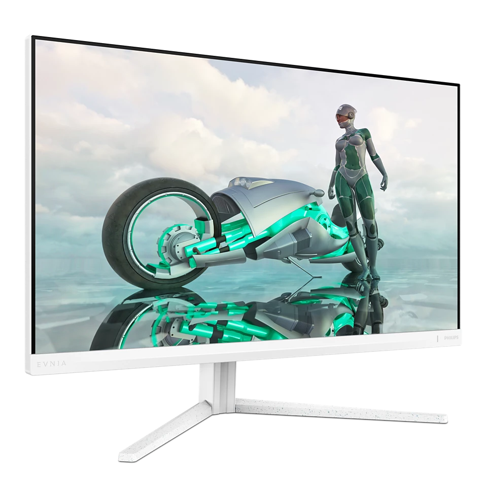 Philips Evnia 27M2N3201A 27 Zoll Full HD Gaming Monitor, 180 Hz, 0.5 ms, FreeSync Prem., G-Sync Comp., HDR10 (1920x1080, 2x HDMI, DisplayPort) weiss Displays Produkt Bild 2