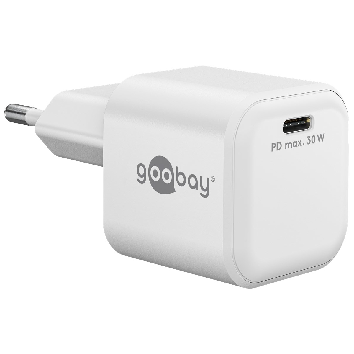 Goobay USB-C PD GaN Schnellladegerät Nano 30 W weiß