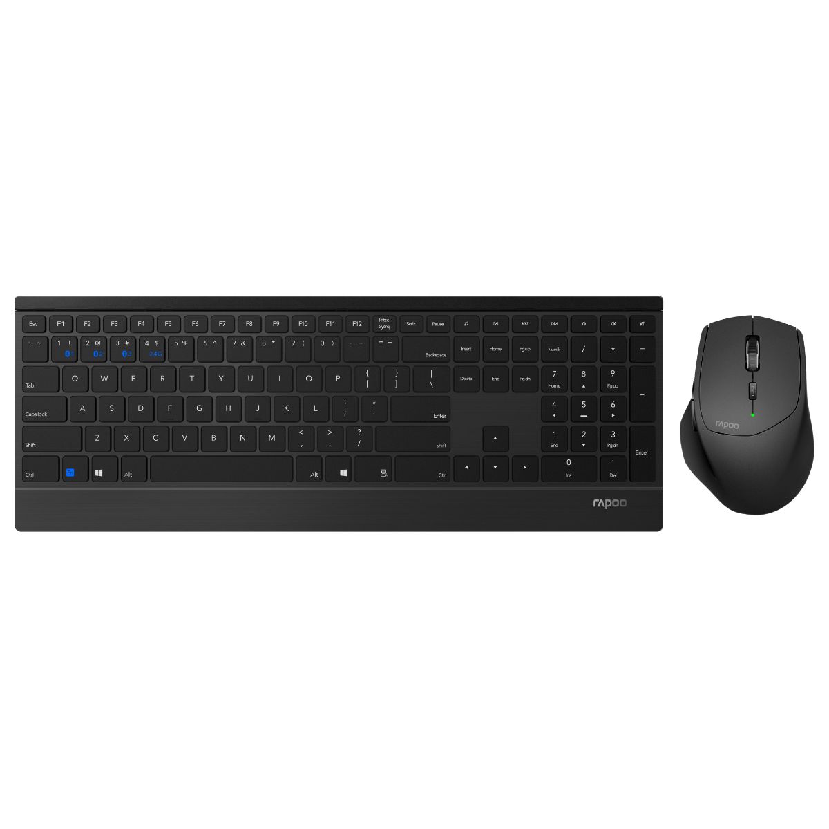 Rapoo Kabelloses Multi-Mode-Deskset "9500M", Black Ultraflaches 4,5-mm-Design - kabellose Multimodus-Verbindung - Tastat...