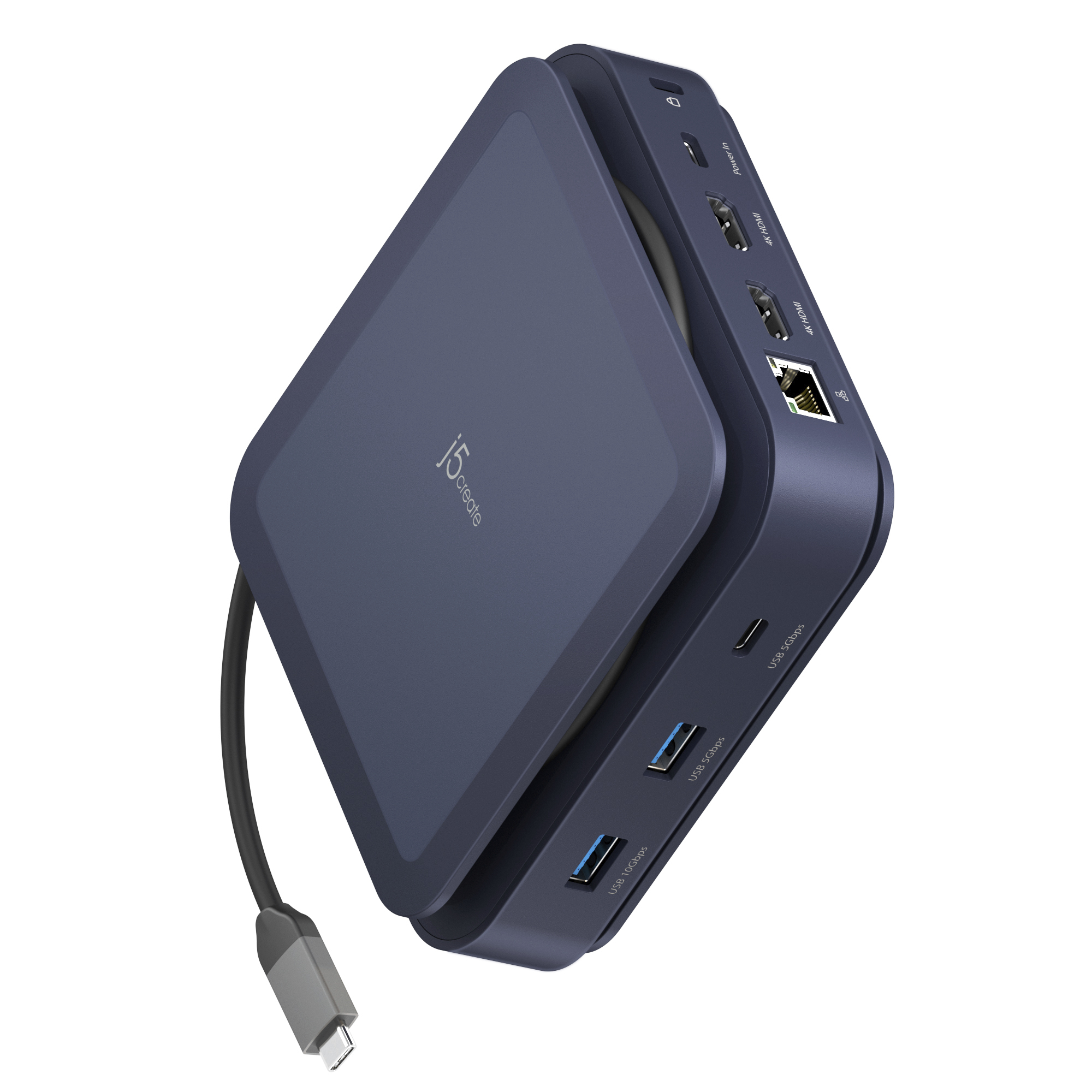 j5create JCD3196-N, Kabelgebunden, USB 3.2 Gen 2 (3.1 Gen 2) Type-C, 140 W, 1000 Mbit/s, Blau, Dark Blue