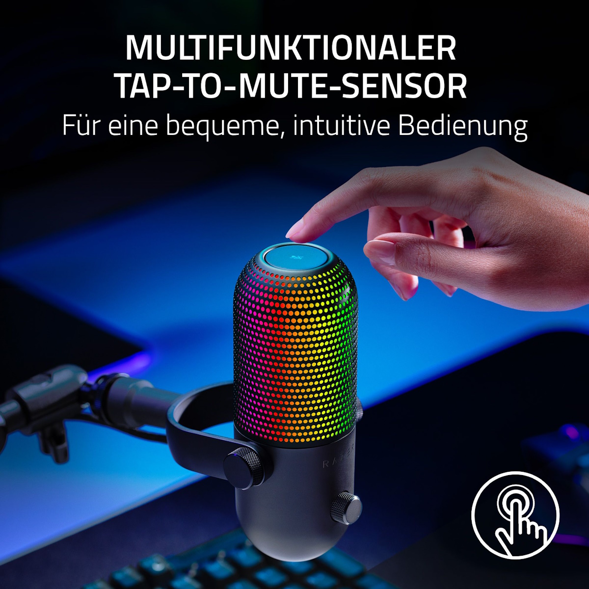 Razer Seiren V3 Chroma USB-Mikrofon - RGB-USB-Mikrofon mit Tap-to-Mute und reaktiver Beleuchtung Headset Produkt Bild 7
