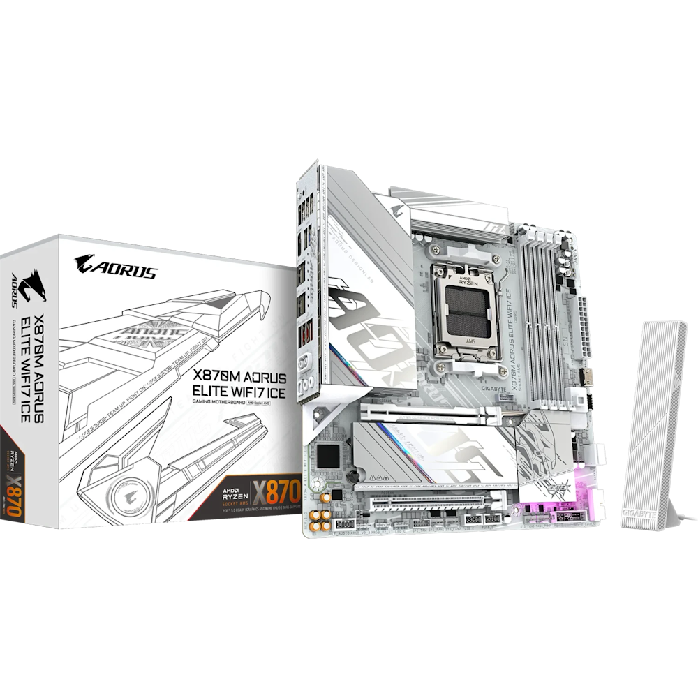 Image of GIGABYTE X870M AORUS ELITE WIFI7 ICE Mainboard - AMD X870 - AMD AM5 - DDR5 RAM - Micro-ATX