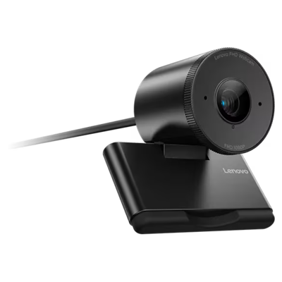Lenovo FHD Webcam Microsoft TEAMS-Zertifizierung, 2 Mikrofone mit Geräuschunterdrückung, Vielseitige Befestigungsmöglichkeiten (Stativhalterung)