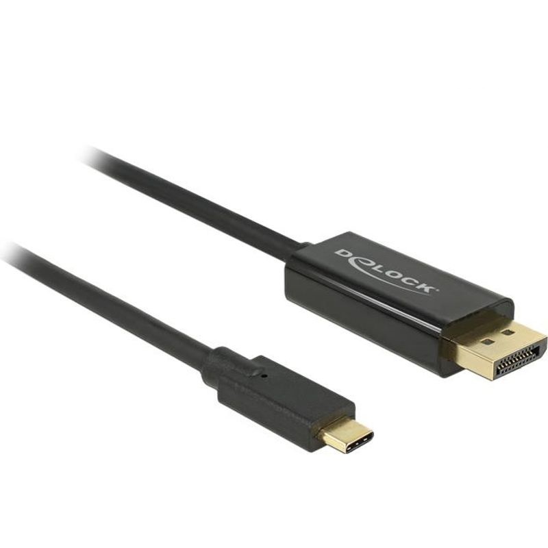 Image of Delock USB Typ-C Stecker < DisplayPort Stecker (DP Alt Mode) 4K, 60Hz, 1m, schwarz