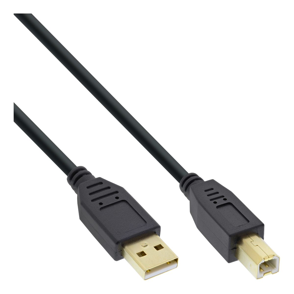 Thumbnail - InLine® USB 2.0 Kabel, A an B, schwarz, Kontakte gold, 2m