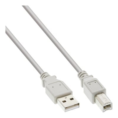 Thumbnail - InLine® USB 2.0 Kabel, A an B, beige, 1m