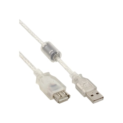 Thumbnail - InLine® USB 2.0 Verlängerung, Stecker/Buchse, Typ-A transparent, mit Ferritkern, 3m