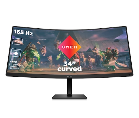 HP Omen 34c Gaming Monitor - VA, WQHD, 165Hz, Höhenverst B-Ware
