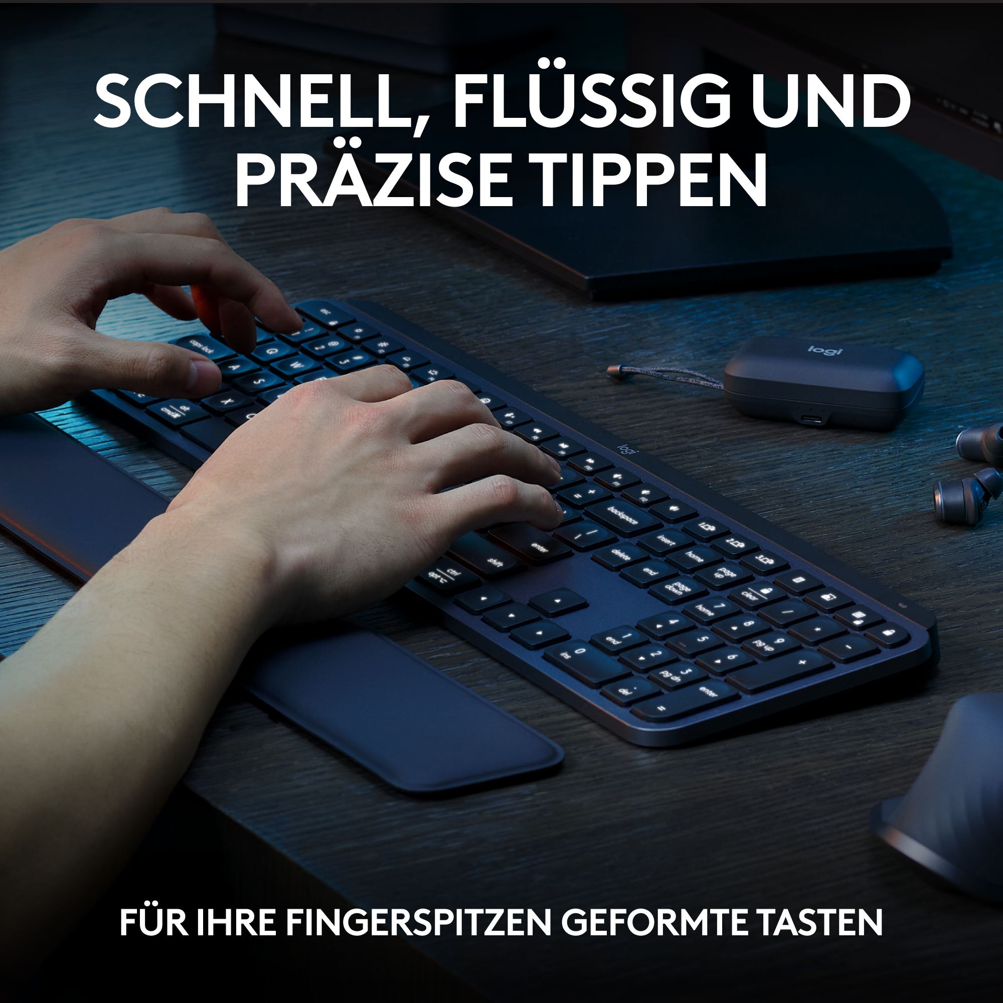 Logitech MX Keys S Combo, Wireless Desktop Set B-Ware Kombination MX Master 3S, MX Keys S und MX Palm Rest Tastaturen Produkt Bild 3
