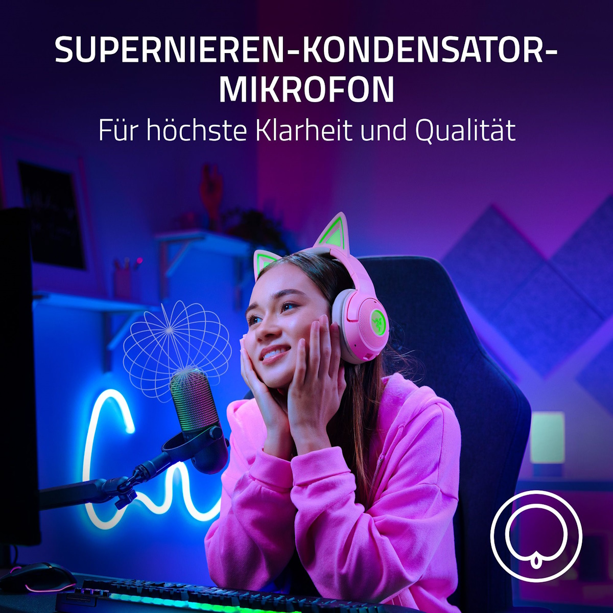 Razer Seiren V3 Chroma USB-Mikrofon - RGB-USB-Mikrofon mit Tap-to-Mute und reaktiver Beleuchtung Headset Produkt Bild 8